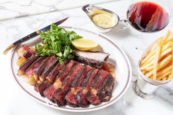Cote de boeuf for two served at Victor Churchill in Melbourne.