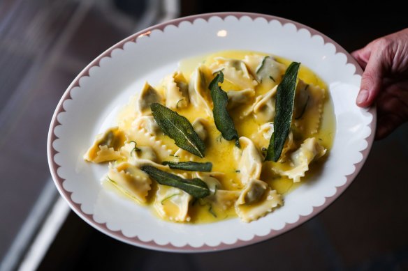 Agnolotti of pork, veal and rabbit in sage butter from Bar Vincent’s early menu. 