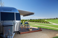 Mitchelton Airstream Hotel in Victoria’s Goulburn River vineyards.