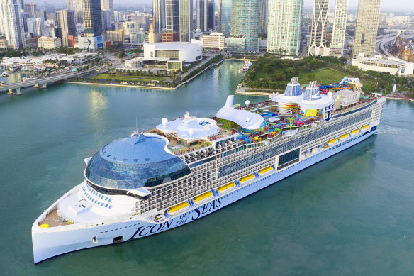 Icon of the Seas can carry 7600 passengers – roughly the same as can fit onto 18 jumbo jets – plus a crew of 2350.