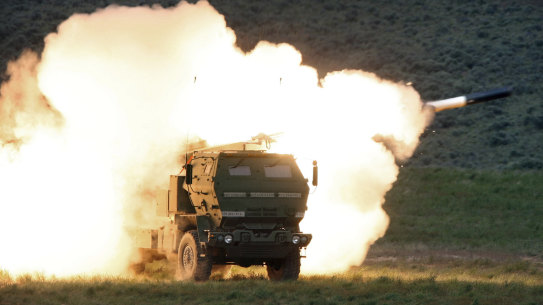 A High Mobility Artillery Rocket System (HIMARS) launch from a truck during training in the US. The new weapon is predicted to play a significant role in the Ukraine war’s next phase.