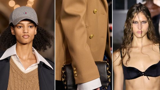 New York Fashion Week trend report. Pointy collars and long sleeves at Tommy Hilfiger. Sheer brilliance at Ludovic de Saint Sernin.