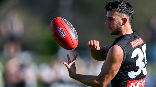 Nick Daicos at Collingwood training on Friday.