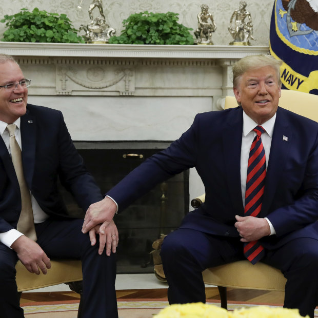 Prime Minister Scott Morrison and US President Donald Trump during their meeting in the Oval Office.