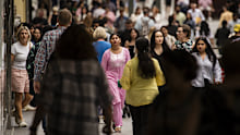 A photo of shoppers in the Queen St Mall. Population, economy, demographics, people, Australia, generic
