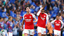 Declan Rice of Arsenal frustrated after the loss.