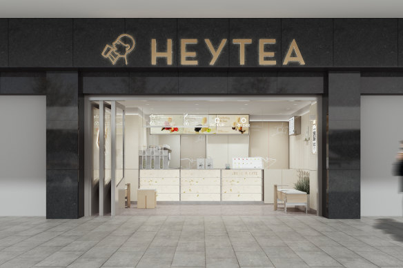 A render for the new Hey Tea in Sydney.