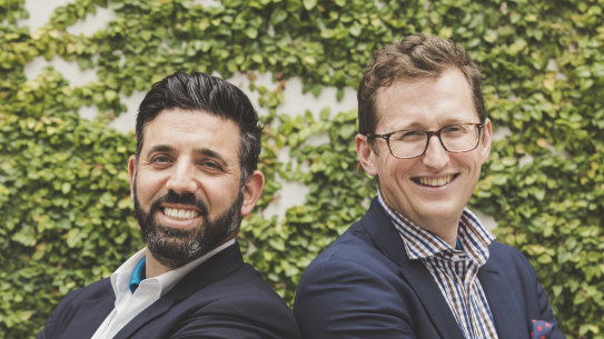 Michael Caggiano, left, and Bede Gahan have been part of the Canberra bid process.