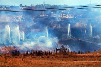 Smoke from the Hazelwood coal mine fire, on February 17, 2014.