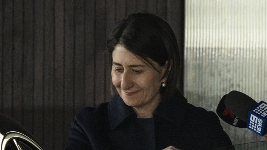 Former NSW premier Gladys Berejiklian leaves her home in Sydney on Thursday ahead of the release of the ICAC’s report.