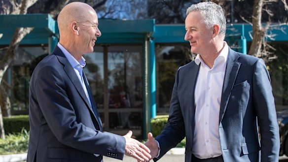 Fairfax CEO Greg Hywood and Nine Network's Hugh Marks.