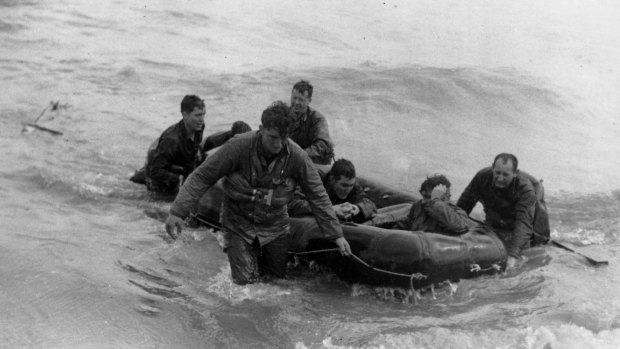 US doughboys are brought ashore on the Northern Coast of France following the D-Day invasion of Normandy.