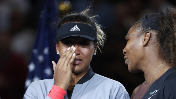 Naomi Osaka and Serena Williams after the women's final of the US Open. 