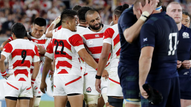 'People are suffering': Japan captain Michael Leitch and coach Jamie Joseph paid tribute to those affected by the typhoon. 