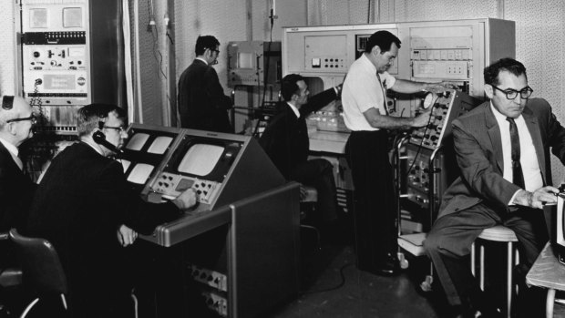The NASA video centre at the Overseas Telecommunications Commission terminal in Paddington, Sydney, July 23, 1969. 