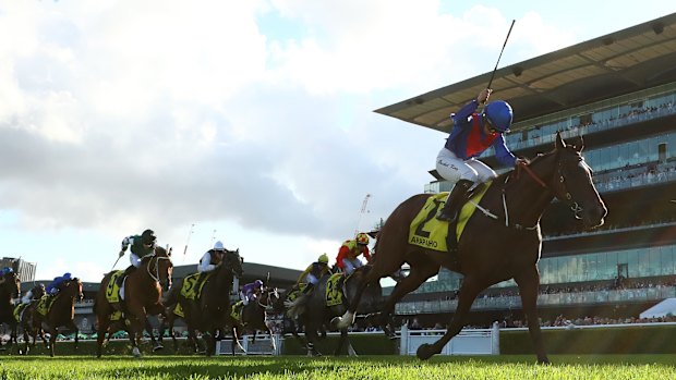 Rachel King salutes on Arapaho in the Sydney Cup.