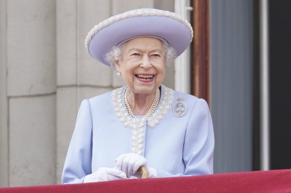 Queen Elizabeth watches from the Buckingham Palace balcony during the Trooping the Colour.