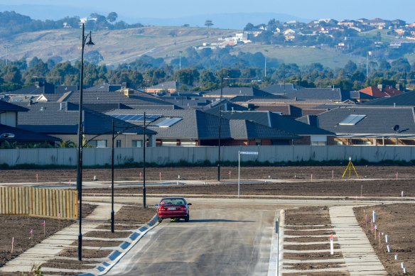 A new housing estate off Cardinia Road, next to the Pakenham bypass.