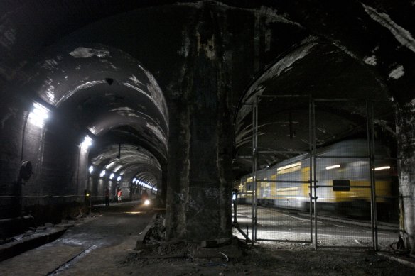 The unused tunnels at St James station when they were being discussed as part of a possible new Metro system in 2008.