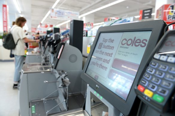 Coles is rolling out larger self-serve checkouts aimed at trolleys, along with plans for systems which would allow customers to checkout using their mobile phones.