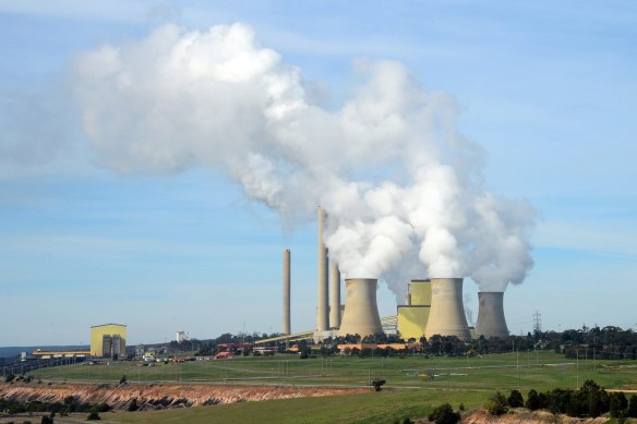 Steam billows from the cooling towers at AGL’s Loy Yang A coal-fired power station in Victoria’s Latrobe Valley.