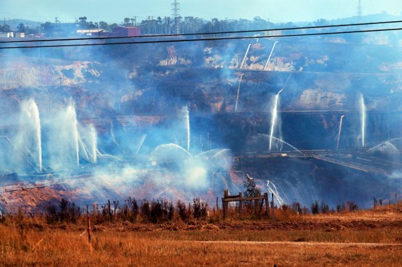 Smoke from the Hazelwood coal mine fire, on February 17, 2014.