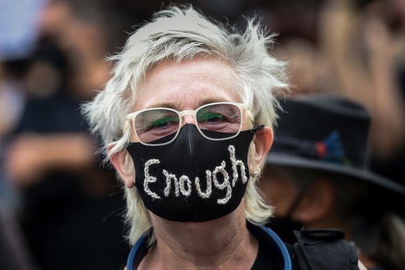 Protesters at the March 4 Justice in Treasury Gardens. 