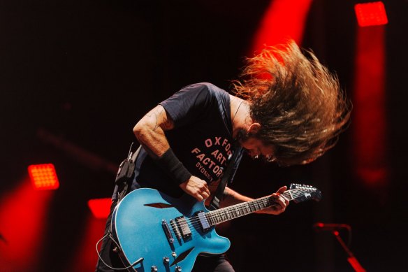 That kick in the guts feeling when the first chord strikes.