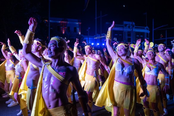 Participants take part in the 45th annual Gay and Lesbian Mardi Gras.