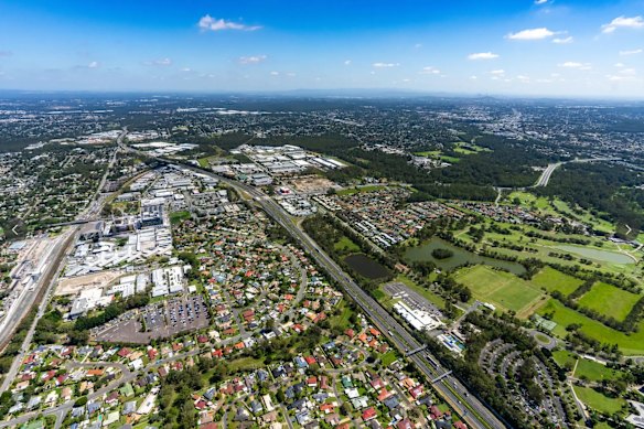 An aerial shot of the Meadowbrook development area. 