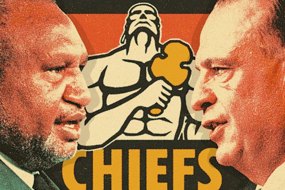 Peter V’landys, Papua New Guinea Prime Minister James Marape and the Chiefs.