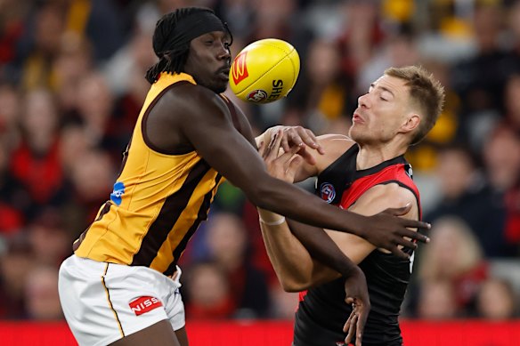 Mabior Chol goes head to head with Ben McKay.