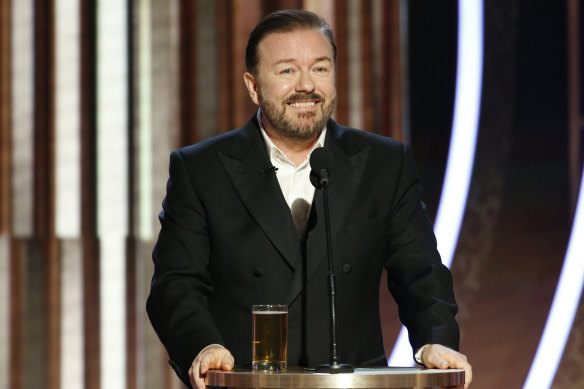 Ricky Gervais hosted the Golden Globe Awards in 2020.