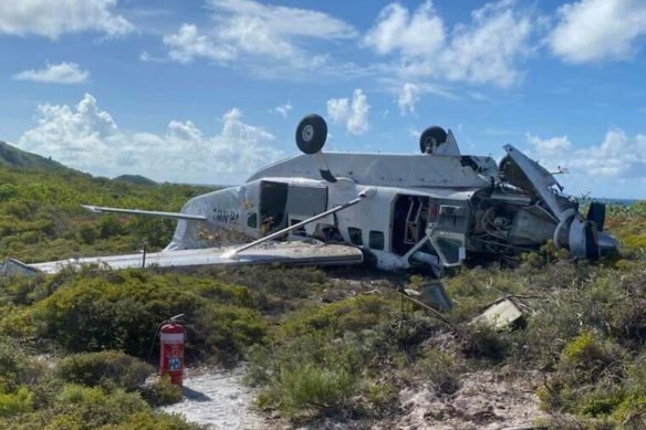 Wreckage of a plane that crashed on Lizard Island in Queensland.