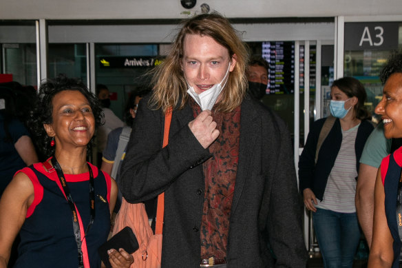 Caleb Landry Jones arriving in Cannes.