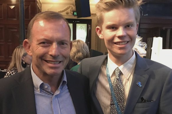 ICAC witness Dylan Whitelaw (right) with former prime minister Tony Abbott. Abbott is not involved in the inquiry.