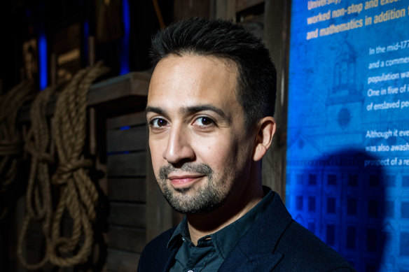 Lin-Manuel Miranda at the world premiere of Hamilton: The Exhibition in Chicago in 2019. 
