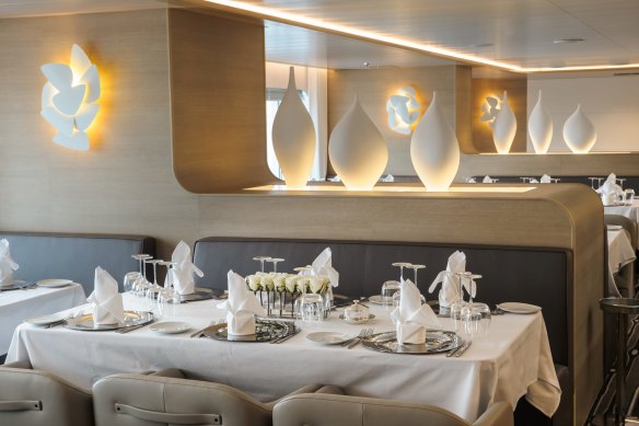 The finest of dining onboard the French-flagged Le Soleal.