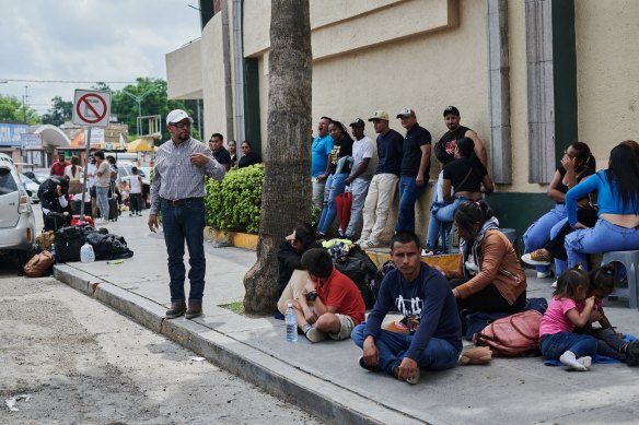 Migrants wait for appointments for temporary visas near the US-Mexico border in Matamoros, Tamaulipas, Mexico. Would-be migrants arrive at the southern Mexico border, before moving towards the north and the US.