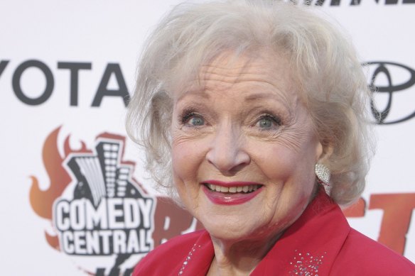 Betty White poses for photographers on the red carpet before Comedy Central's "Roast of William Shatner," Sunday, Aug. 13, 2006, in Los Angeles. Betty White, whose saucy, up-for-anything charm made her a television mainstay for more than 60 years, has died. She was 99.