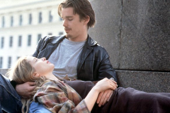 Hawke, with Julie Delpy, in Before Sunrise, the high point of cinema.