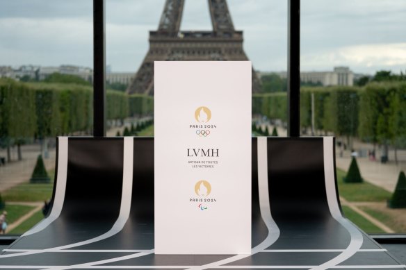 The Paris 2024 and LVMH logos. 