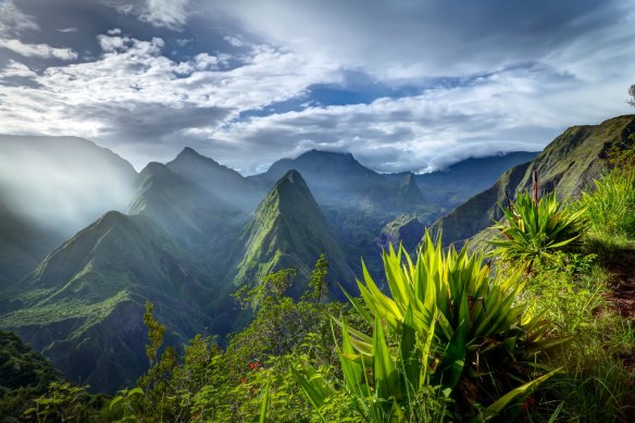 Cirque de Mafate caldera on Reunion Island. 