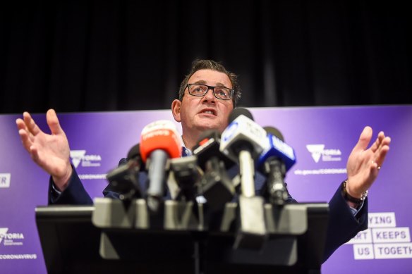 Premier Daniel Andrews speaks at the daily press conference.