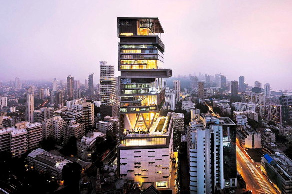 Antilia, in central Mumbai, is the home of India’s richest man, Mukesh Ambani.