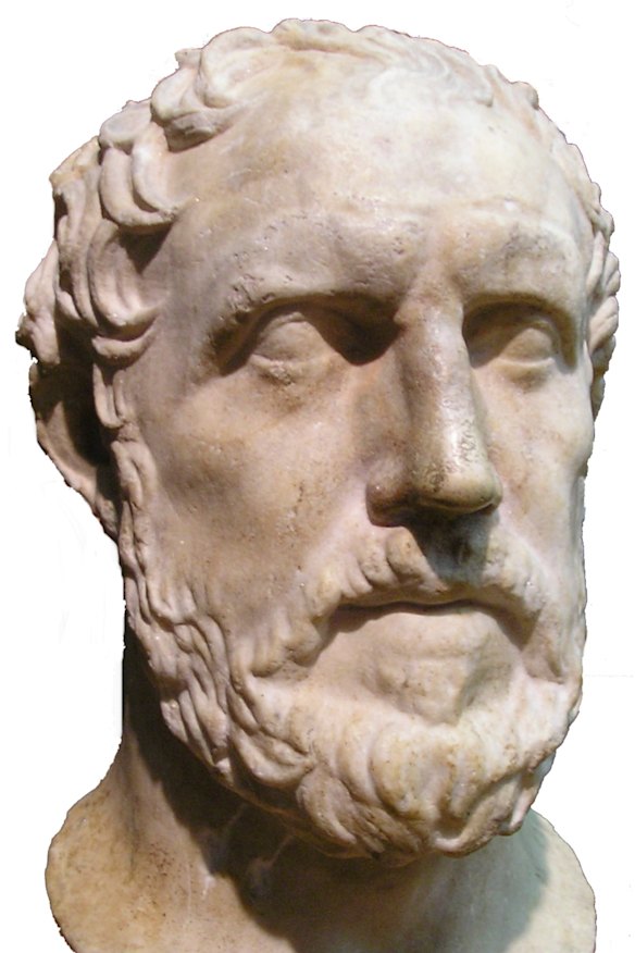 A bust of fifth-century historian Thucydides.