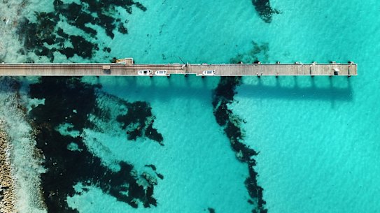 Vivonne Bay’s mouthwash-blue coastline.