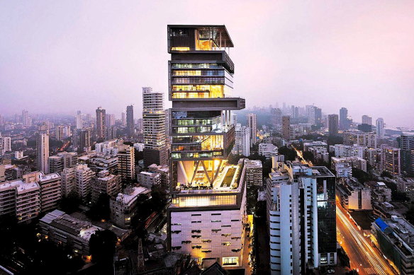 Antilia, in central Mumbai, is the home of India’s richest man, Mukesh Ambani.