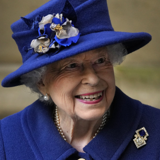 Queen Elizabeth II, Patron, leaves after attending a Service of Thanksgiving to mark the Centenary of the Royal British Legion at Westminster Abbey in London, Oct. 12, 2021.