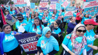 Early learning educators, the vast majority of whom are women, protest for better work conditions in Melbourne last year.